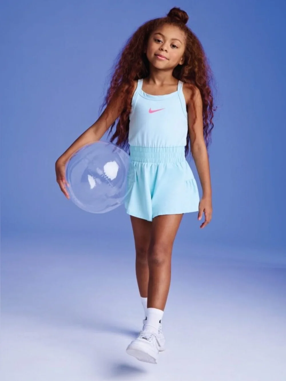 Nike Mint Blue Athletic Romper with Pink Swoosh